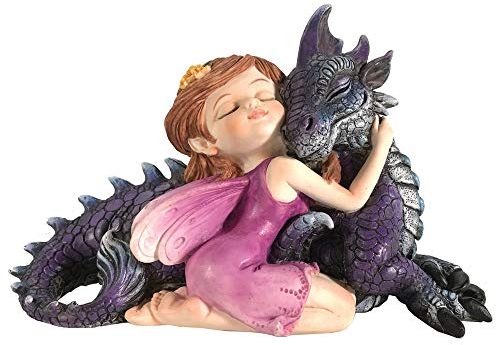 Nemesis Now Companion Kuschelfee und lila Drache umarmende Figur, Polyresin, Einheitsgröße
