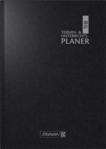 BRUNNEN 1075960901 Wochenkalender/Lehrerkalender, Termin- & Unterrichtsplaner 2020/2021, 2 Seiten = 1 Woche , Überformat A5: 17 x 24 cm , Baladek-Einband , schwarz