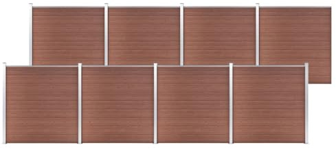 vidaXL Gartenzaun WPC Sichtschutzzaun Lamellenzaun Windschutz Sichtschutz Zaun Steckzaun Systemzaun Garten 1391x186cm Braun Aluminiumstange