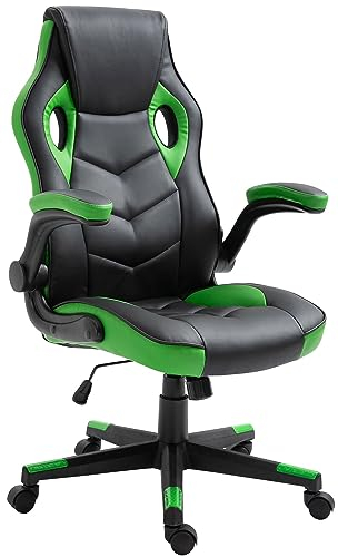 CLP Gaming Bürostuhl Omis Kunstleder I Schreibtischstuhl Höhenverstellbar I Drehstuhl Gepolstert Mit Wippmechanismus I Max. Belastbarkeit 120 kg, Farbe:schwarz/grün