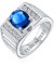 Bling Jewelry Personalisieren Sie Den Herren Ring Mit Blauem Saphir Solitär 3CT Oval Brillantschliff CZ Statement Ehering Silber Plattiert Mit Mattem Bürstenfinish Individuell Graviert