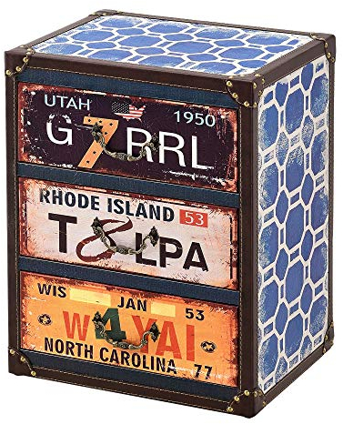 [en.casa] Kommode mit 3 Schubladen Wohnzimmerschrank 50 x 40 x 30 cm Organizer Industrielook MDF Kunstleder Mehrfarbig