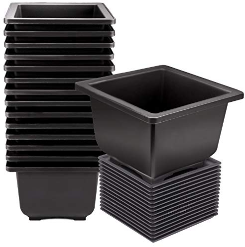 KINJOEK 15 Stück 11,9 cm Blumentopf, quadratische Kunststoff-Bonsai-Trainingstöpfe, Blumentöpfe für Garten, Innenbereich, Heimdekoration mit quadratischen Tabletts, 13 cm