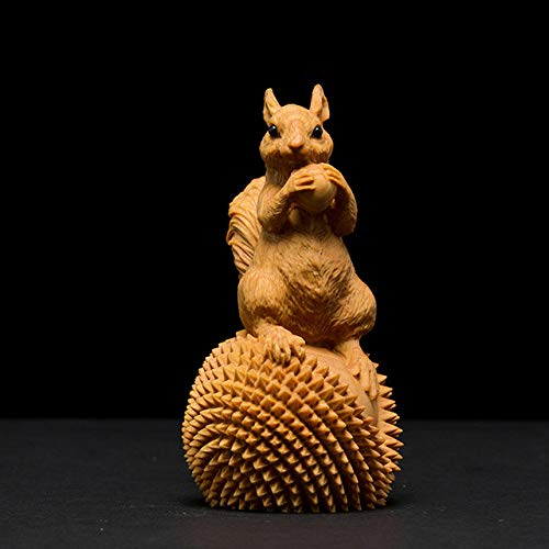 LIJUCAI Massive Boutique- Ornamente des Buchsbaum-Kreativhauses, die niedliche kleine Tiernüsse Eichhörnchen, hellgelb, 10 cm basteln