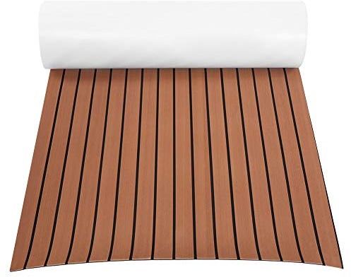Ejoyous Boot Teakholz, Eva Marine Matte Anti-Rutsch Bodenbelag für Boote, Selbstklebend Boden rutschfest Matte Marine rutschfest Boden Deck Teppich für Yachten Autos 240 x 90 x 0,6 cm