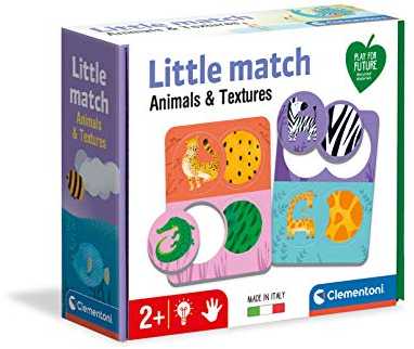 Clementoni - Little Match-Tiere und Textur-6 Mini, Puzzle in Incastro, Lernspiel für Kinder 2 Jahre, Made in Italy, Mehrfarbig, 16326