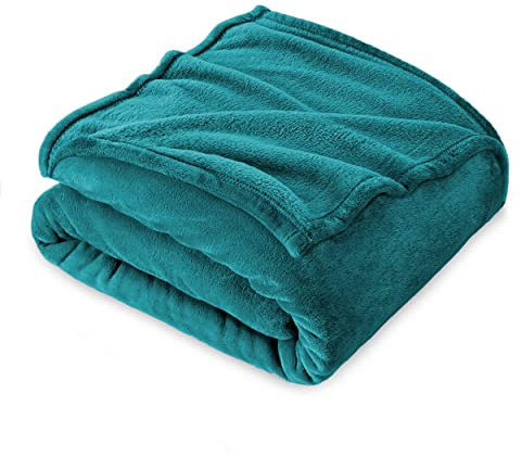 FARFALLAROSSA Kuscheldecke Flauschig 160 x 210 cm - XXL Fleecedecke Sofa Decken Couchdecke - Oeko-TEX - Super Weiche Fleecedecke als Sofaüberwurf - Wohndecke Blau Grün