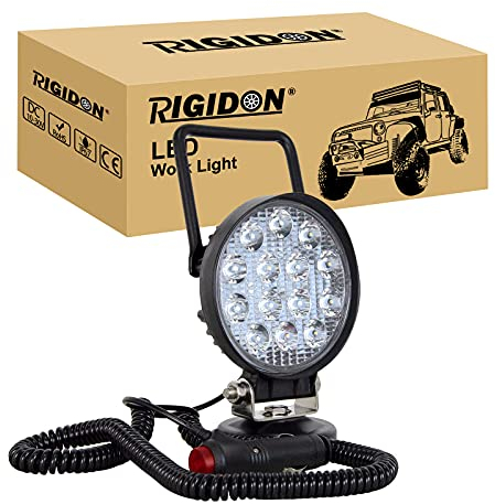 RIGIDON Luces de trabajo magnéticas de 42 W, faros de trabajo LED redondos, 12 V 24 V con base magnética, focos para vehículos todoterreno camiones SUV 4x4 Tractor