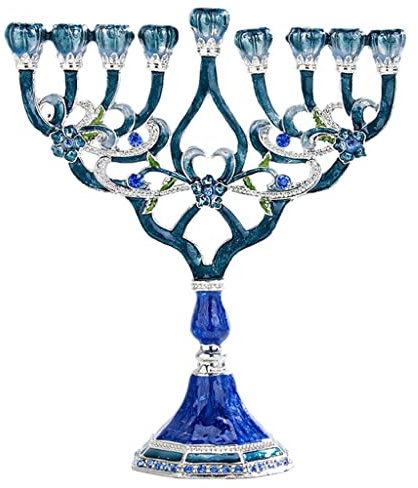 LOVIVER Retro Kerzenhalter Handgemalte Emaille Jüdische Leuchter Heiligen Land Geschenk Geometrische Stil Esstisch Decor Mittelstücke, B