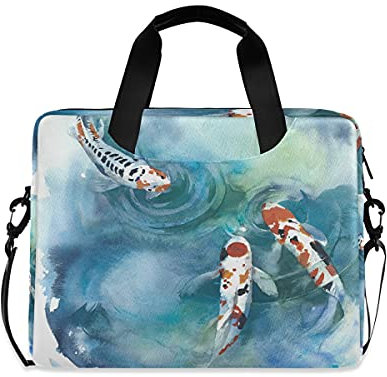 HaJie Bolsa para ordenador portátil 15.6 16 pulgadas acuarela Japón pescado impresión ordenador bolso maletín para mujeres hombres niñas señoras viaje