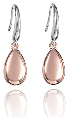 Namana Boucles d'Oreilles Pendantes Bicolores pour Femme, Boucles d'Oreilles Couleur Or Rose et Argent pour Femme, Boucles d'Oreilles en Goutte d'Eau en Deux Tons, Bijoux Bicolore pour Femme