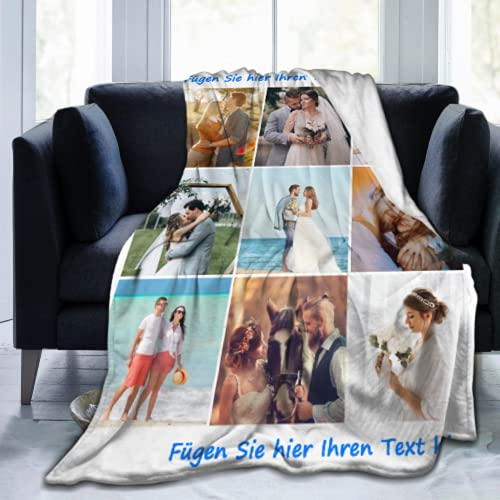 QIYI Personalisierte Fotodecke Mit Eigenem Foto/Namen/Text, Kuscheldecke Bedrucken Lassen mit Foto, Fotogeschenk für Jahrestag, Geburtstag, Valentinstag Muttertag, 80x60in(200x150cm)