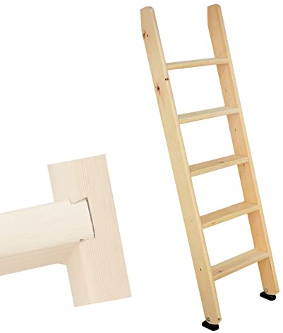 Hochbett Leiter Etagenbettleiter Holz Zapfenstruktur - 4/5 Schritt, Leiter Mit Haken & rutschfeste Fußpolster, Robust Schräge Leiter Für Wohnmobil/Schlafzimmer/Loft/Wohnheim (Size : 5 Step)