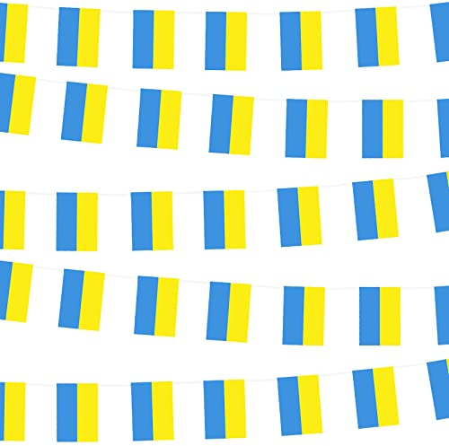 32ft Ukraine Flag Bunting Banner With 30 Rectangular Flags,10m Ukrainian Flag Bunting Banners,String Bunting Ukraine Decorations for Indoor Outdoor Sports Events,Street Party,Celebrations,Festivals