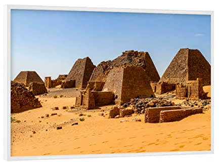 artboxONE Poster mit weißem Rahmen 18x13 cm Architektur Die Pyramiden bei Meroe im Sudan - Bild Pyramide
