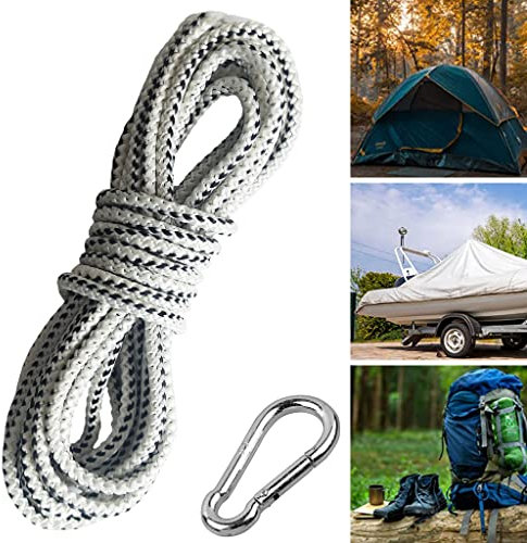 parpyon Corda nautica intrecciata, corda elastica per teloni, corda canapa treccia, cordino tenda, corde elastiche con ganci, corda tiragraffi (corda 5mm, 20MT)