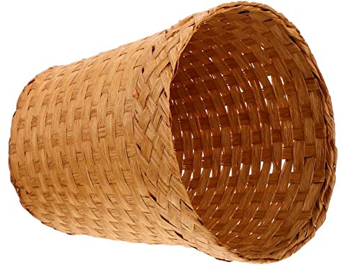 Cabilock Corbeille à Papier Tressée Poubelles De Bureau Poubelle Personnalisée 13 Poubelle De 8 Gallons Panier De Paille Corbeille Poubelle en Osier Rotin Tissé Pot Enfant Bohême Couverture