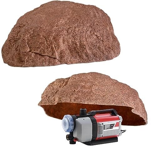 GARTENDEK Kunstfelsen Für Garten Abdeckung Für Poolpumpe Sandfilteranlage Gullideckel Dekosteine Felsen Für Schachtabdeckung - Hohler Deko Steine groß Für Schachtdeckel Abdeckstein Ø73cm M-01 Rot