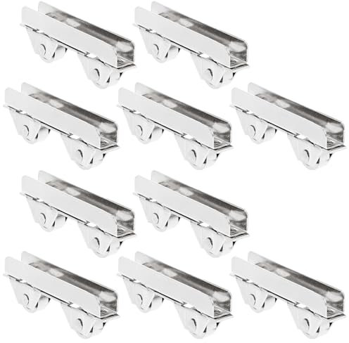Housoutil Scorrevoli per Vetrine, 10Pz Vetrina Finestra Mini Porta Scorrevole Ruote Porta Scorrevole Ruota Puleggia Morsetto 7. 0Mm Puleggia Scorrevole In Acciaio Inox Per 5-6 Mm Di Spessore