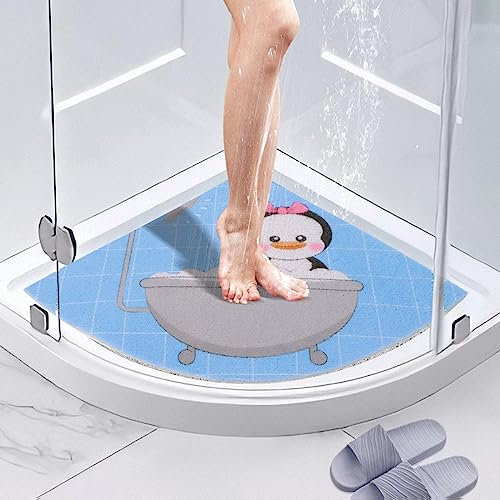 BWBIKE Tappetino Doccia Angolare Loofah, Tappetino Bagno Antiscivolo Antimuffa 60 x 60 cm, Tappetini Doccia per Doccia Interno Esterno, Tappetini Vasca Quadrante, Tappetino Bagno Settore Lavabile