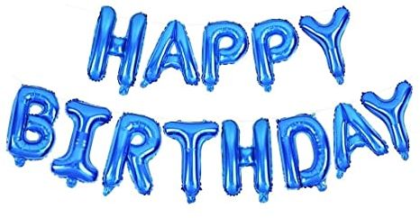 Mr. Gadget's Solutions® Happy Birthday Alphabet Foil Balloons, Happy Birthday Self Inflating Birthday Decoration Banner, Foil Birthday Party Balloon – Blue