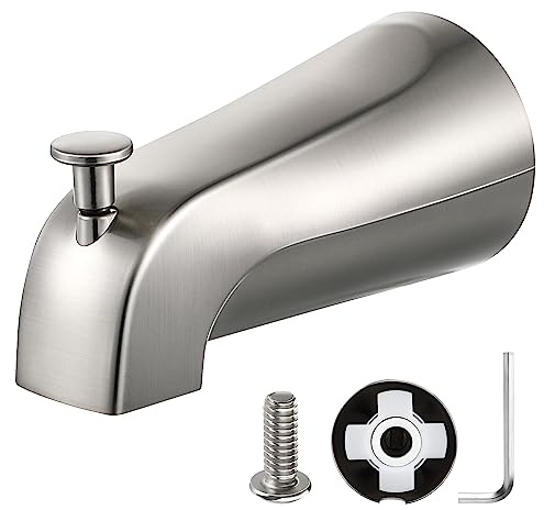 Enhon Slip on Tub Spout with Diverter, Compatible with American Standard 8888026.002 Tub Spout, Bathroom Bathtub Faucet, Fits 1/2 Copper Water Tube(5/8 Dia), 5/32 Hex Wrench(Brushed Nickel,1)