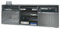 Vladon TV-Board Granada, Lowboard mit 2 Türen und 6 offenen Fächern, Korpus Anthrazit matt, Fronten in Grau Hochglanz (146 x 54 x 35 cm)