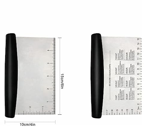 YIAGUN Dough Scraper Cutter, Stainless Steel, 10 x 15 cm Rectangular, Handle-Attached-to-Blade, Kitchen Tool