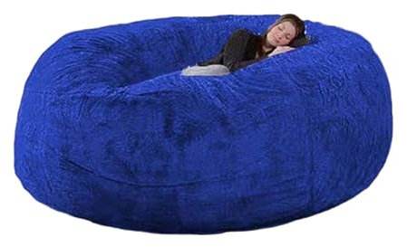 Riesiger Runder Sitzsackbezug, Dicke Wolke, Sitzsack, Pouf, Sofa, Bett, Lounge, Liegestuhl, Spielfilmbeutel (Füllung Nicht Im Lieferumfang Enthalten),blue-150cmx75cm