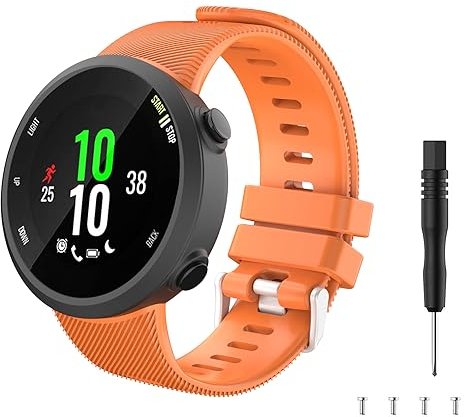 TiMOVO Silikon Armband Kompatibel mit Garmin Forerunner 45 Farbig Replacement Uhrenarmband Sportarmband mit Schnellverschluss für Forerunner 45, Orange