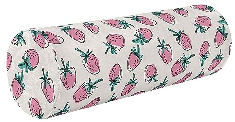 Rosa Erdbeeren Yoga Meditation Nackenrolle Kissenbezug 43,2 cm runder Kisseneinsatz Zylinderkissen für Bett Zylinderkissen