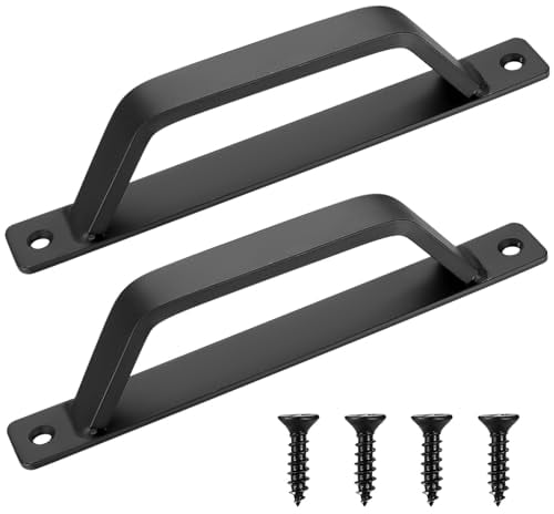 Maniglia Scorrevole, 2 Pz Maniglie a Forma di D, Maniglie Porta Nera, 200mm Maniglie per Porta Scorrevole, Adatto per Garage, Capannone, Porta, Armadio, Guardaroba, Maniglia Porta, Tira Maniglie