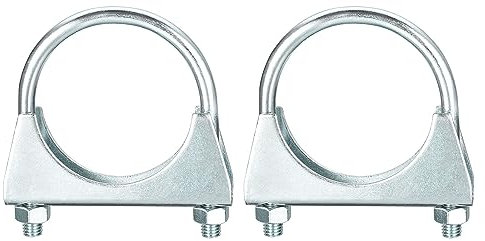sourcing map Muffler U-Bolt Clamps for 58mm(2-1/4) Diameter Exhaust Tail Pipe, 2pcs Exhaust U Clamp Saddle Type U-Bolt Clamps