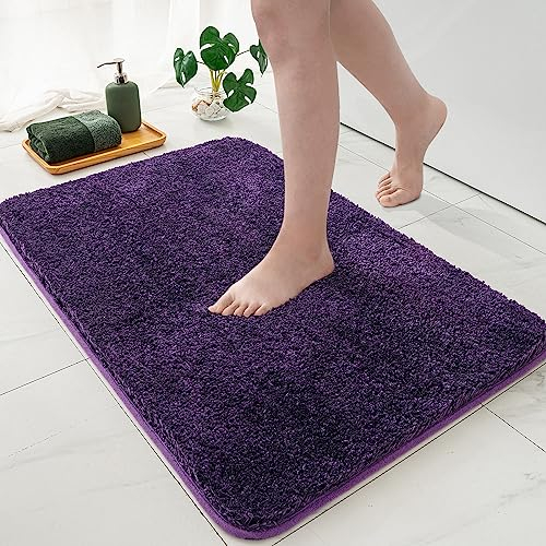 MIULEE Badematte Weiche Badteppich rutschfest Badvorleger Fußmatte Badzimmermatte Bettvorleger Flauschig Teppich Badezimmerteppich Duschmatte für Bade & Wohnzimmer Schlafzimmer 70x120 cm Lila