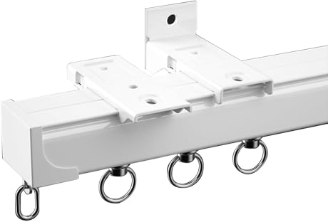 Vorhangschiene Metall Gardinenstange Gardinenschiene Vorhang Deckenschiene Gardinenleiste Wandbefestigung Gardinenstange Gardinen für Schlafzimmer, Wohnzimmer,White f,480cm/189in