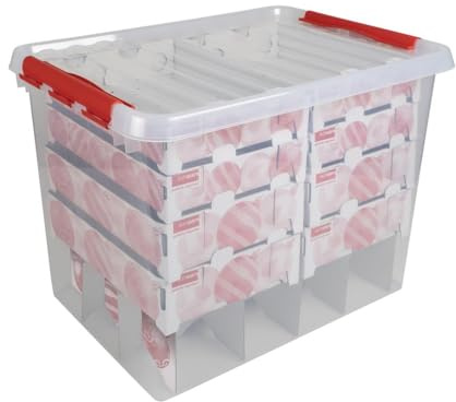 Sunware Weihnachtsbox Q-line 72L mit Einsatz für 128 Kugeln transparent