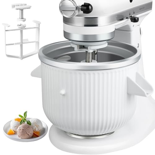 Eismaschinen-Aufsatz für KitchenAid Standmixer, 2 Quart Frozen Joghurt, Eiscreme und Sorbet Gelato Maker Schüssel passend für 4,5 Qt und größere Standmixer, nicht für Artisan Mini 3,5 Qt Mixer
