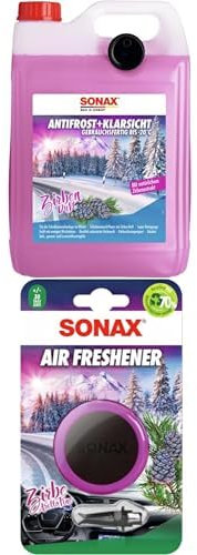 SONAX AntiFrost+KlarSicht Zirbe Gebrauchsfertig bis -20°C (5 Liter)| Art-Nr. 01315000 + SONAX Air Freshener Zirbe (1 Stück) | Art-Nr. 03670410