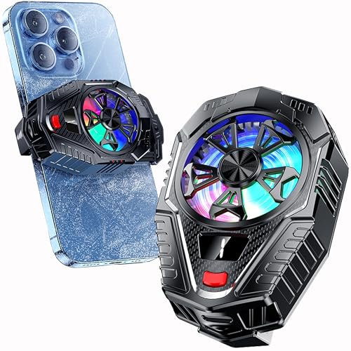 ACEDAYS Phone Cooler, RGB Phone Cooling Fan Portable Lightweight Mobile Phone Cooling Fan, Phone Radiator with Temperature Display for Mobile Gaming Accessories, Tiktok Live Streaming