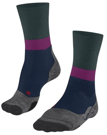 FALKE Women's TK2 Explore Cool Short W Sso Lyocell Functional Yarn Thick Anti-Blister 1 Pair Hiking Socks, Green Peacock 7373, 7-8