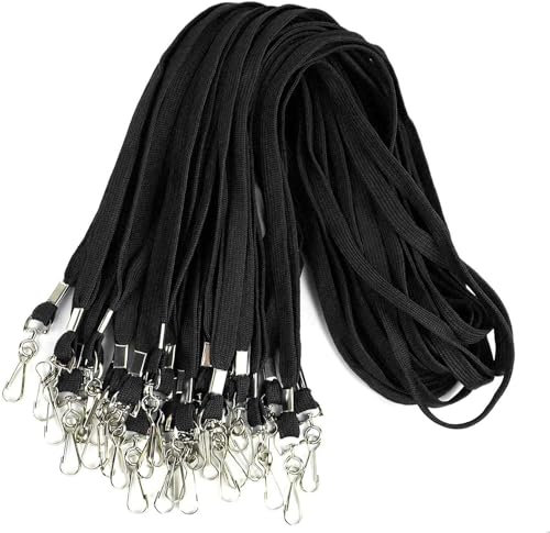 LOPYXBR 100 Stück Schlüsselband Schwarz Schlüsselanhänger Band mit Drehbarem Metallclip 50cm Lanyard Schlüsselband Schlüsselbänder zum Umhängen für Ausweishüllen und Schlüssel