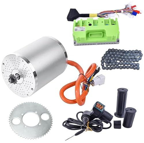 Kunray 72V 3000W Brushless Motor Kit Max 6700RPM Electric Go Kart Motor with Temperature Sensor 6mm² Phase Wires Electric Scooter Motor 80A Fardrive Controller T8F Chain for Motorcycle Dirt Bike