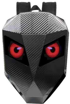 Walfront Sac à Dos LED avec écran Programmable, Coque Rigide étanche, Contrôle par Application pour Application LOY EYES, Sac à Dos de Moto LED alimenté par USB, écran à Points Polychrome