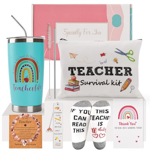Personalized Teacher Appreciation from Students - Unique Gift Set for Christmas, Birthday, Back to School and End of Year (Green)