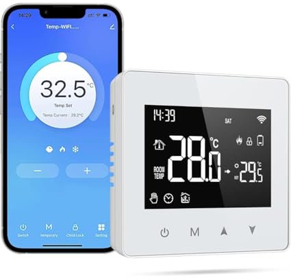 Thermostat d'ambiance générale connecté AVATTO Thermostat sans Fil, Compatible avec Alexa et Google Home, Thermostat Chaudiere, WiFi avec Écran LED Tactile