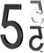 Yafimea Numero civico esterno 15 cm nero, Numeri civici adesivi o a vite, effetto galleggiante 3D, plastica resistente per parete o cancello (5)