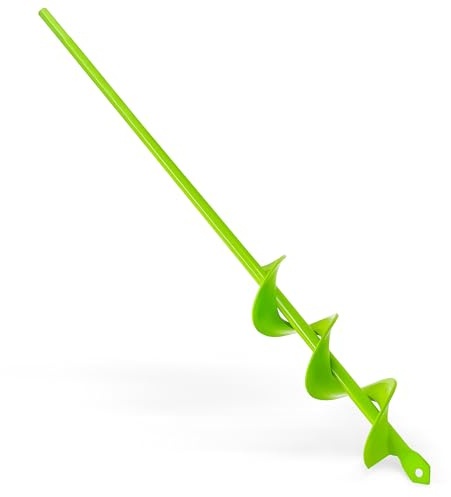 Garten Spiralbohrer 4x42cm Grün, Gartenbohrer Erdbohrer für Bohrmaschine, Pflanzbohrer für Akkuschrauber, Bodenbohrer Blumen Pflanzgefäße, Garten Bohrer mit Schnecken-Design zum Löcher Graben