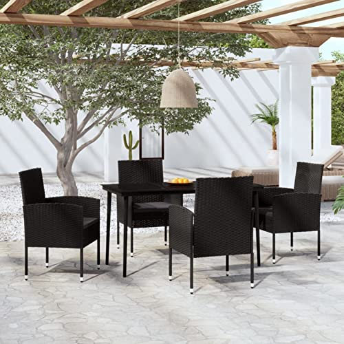 Fasba Garten Essgruppe 4 Personen 5-TLG. Gartengarnitur Sitzgruppe Gartenset Esstisch Tisch Stühle Schwarz