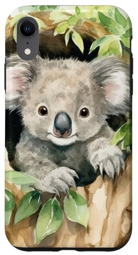 Niedlicher Koala Tropisches Aquarell || Entzückender Koala in einem Baum Hülle für iPhone XR
