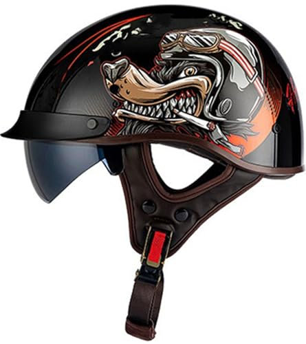 Casques Scooter Casque Moto Homme Homologué Casques Jet Casques Bols pour Motos Mobylette Trottinette Electrique Chopper Casque Ouvert Classique Demi-Casque avec Pare-Soleil 11,M